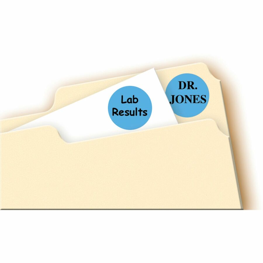 Avery® Removable Color-Coding Labels, 3/4" Diameter, 1,008 Labels (5461) - - Width3/4" Diameter - Removable Adhesive - Round - Laser, Inkjet - Light Blue - Paper - 24 / Sheet - 42 Total Sheets - 1008 Total Label(s) - 1008 / Pack - Removable, Residue-f