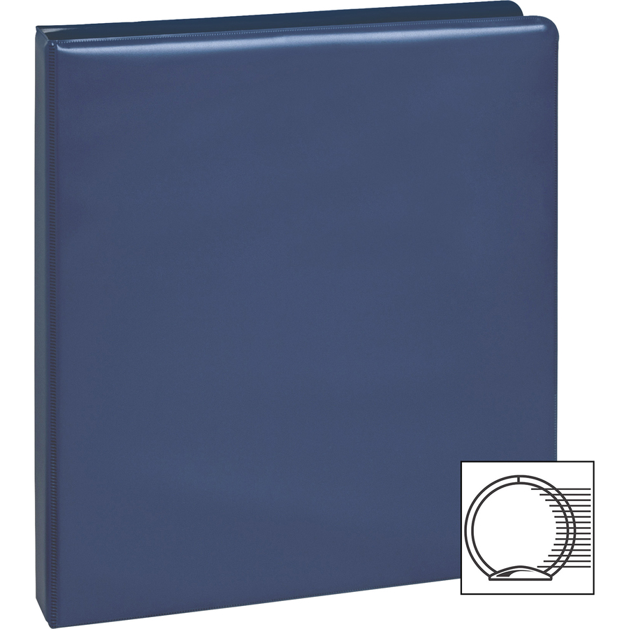 Business Source Basic Round Ring Binders - 1/2" Binder Capacity - Letter - 8 1/2" x 11" Sheet Size - Round Ring Fastener(s) - Vinyl - Dark Blue - 254 g - 1 Each = BSN28525