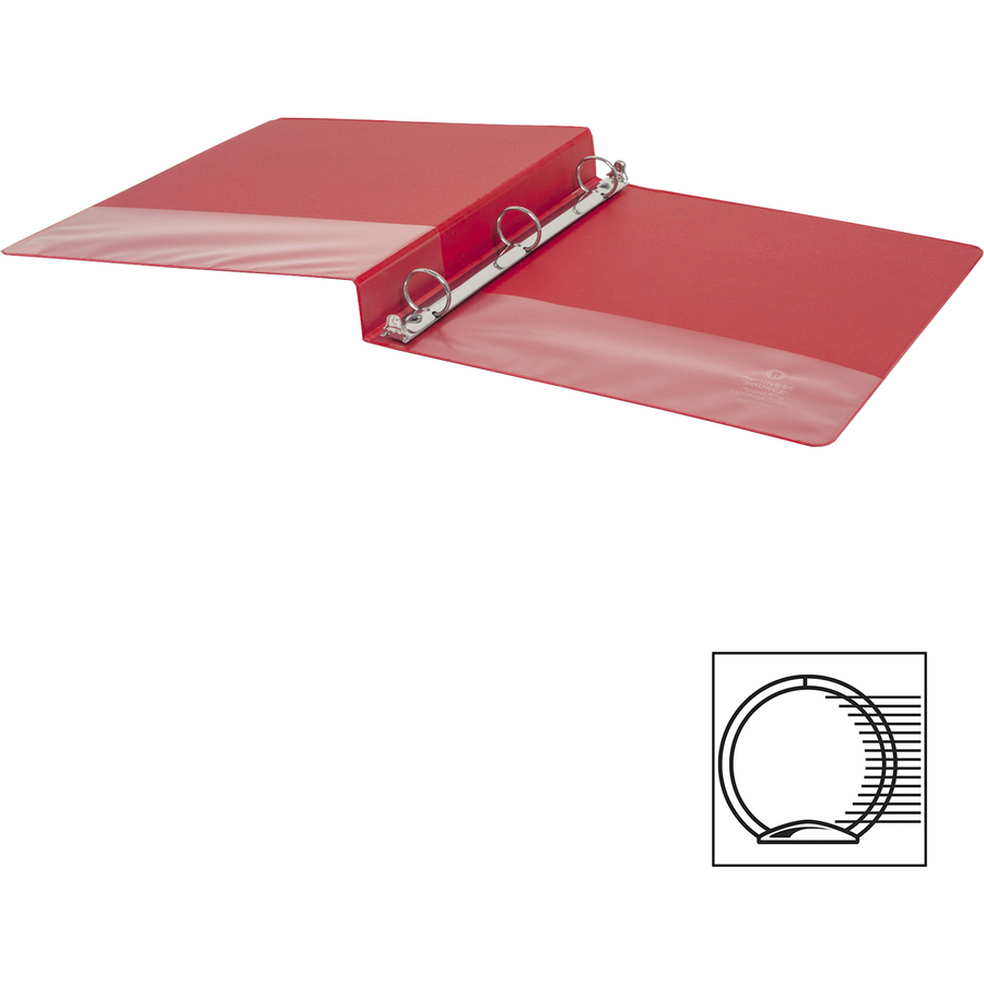 Business Source Basic Round Ring Binders - 1" Binder Capacity - Letter - 8 1/2" x 11" Sheet Size - 225 Sheet Capacity - 3 x Round Ring Fastener(s) - Polypropylene, Chipboard - Red - 317.5 g - Sturdy - 1 Each = BSN28550