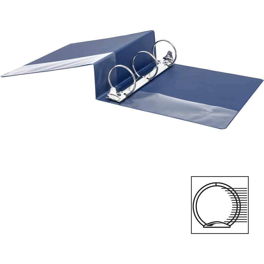 Business Source Basic Round Ring Binders - 3" Binder Capacity - Letter - 8 1/2" x 11" Sheet Size - Round Ring Fastener(s) - Vinyl - Dark Blue - 1.68 lb - 1 Each