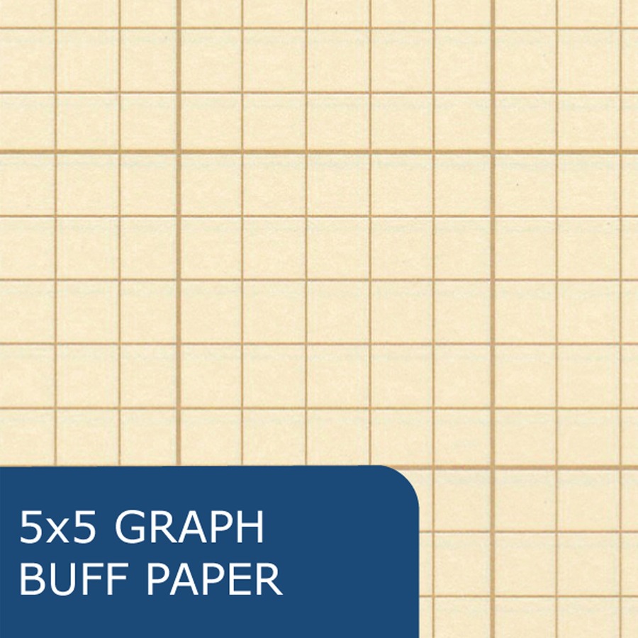 Roaring Spring 5x5 Grid Engineering Pad - 100 Sheets - 200 Pages - Printed - Glued - Back Ruling Surface - 3 Hole(s) - 20 lb Basis Weight - 75 g/m² Grammage - 11" x 8 1/2" - 0.40" x 8.5" x 11" - Buff Paper - 1 Each