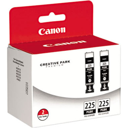 Canon PGI-225 Inkjet Ink Cartridge - Twin-pack - Pigment Black - 2 / Pack - Inkjet - 2 / Pack