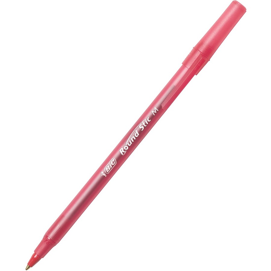 BIC Round Stic Ballpoint Pens - Medium Pen Point - Red - Red Barrel - Ballpoint Stick Pens - BICGSM11RED