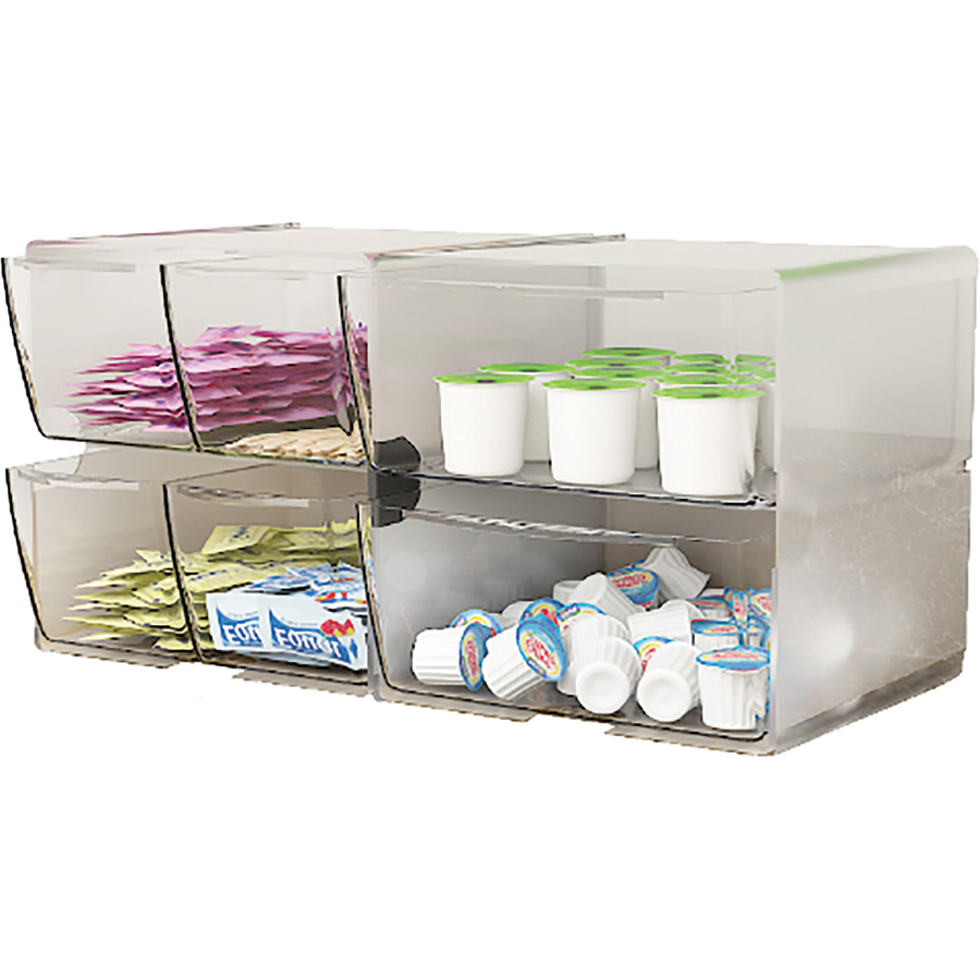 Deflecto Stackable Cube Organizer - 2 Drawer(s) - 6" Height x 6" Width x 7.5" DepthDesktop - Stackable - Clear - Plastic - 1 Each