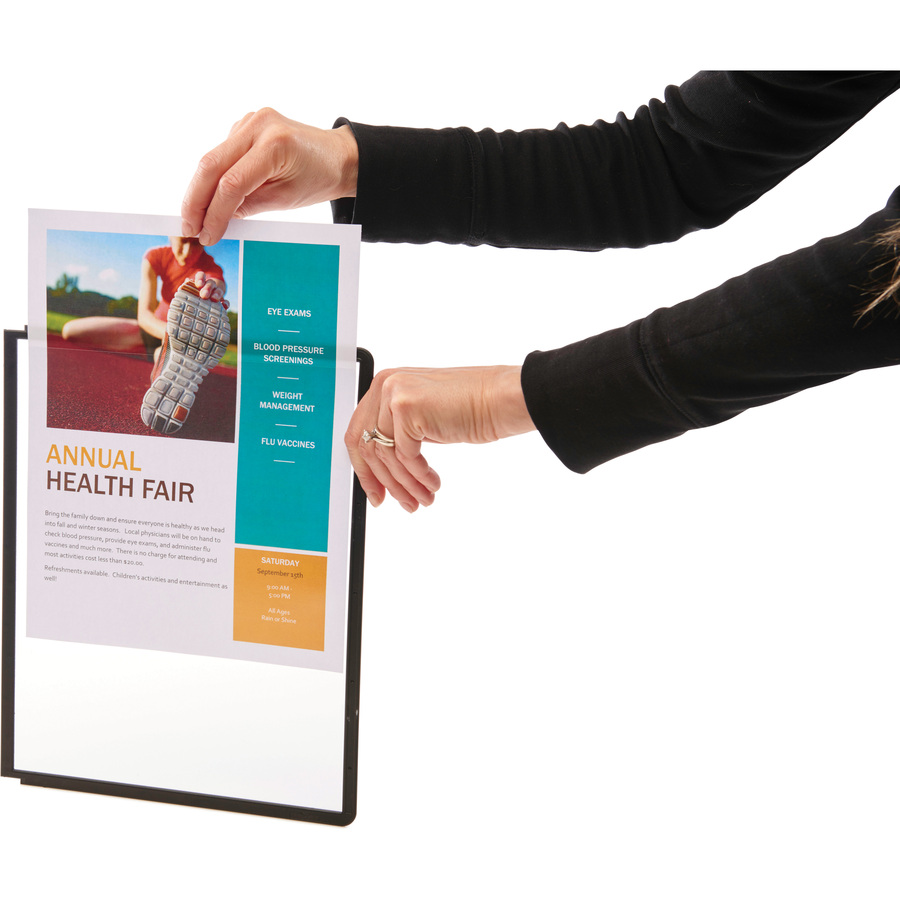 DURABLE® VARIO® Wall Mounted Reference Display System - Wall Mountable - 10 Double Sided Panels - Letter Size - Anti-Reflective/Non-Glare - Assorted Colors