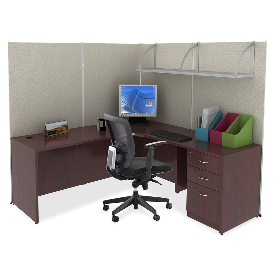 Lorell Essentials Return Shell - 35.6" x 23.6" x 1" x 29.5" - Finish: Laminate, Mahogany = LLR69389