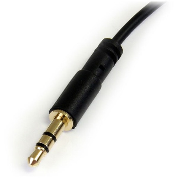 STARTECH Slim 3.5mm to Right Angle Stereo Audio Cable, M/M, Black 6ft