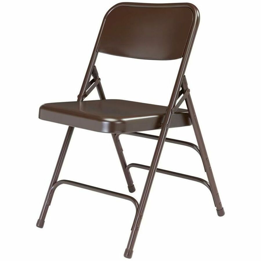 National Public Seating 300 Series All-Steel Folding Chair - Powder Coated Frame Color - Tubular Steel Frame Material - Four-legged Base - Brown - Steel, Polypropylene - 4 / Carton