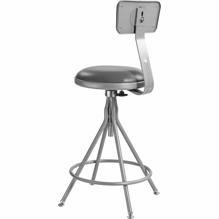 National Public Seating 6500 Series Heavy-Duty Swivel Stools - Gray Seat Color - Vinyl Seat Material - Gray Frame Color - Steel Frame Material - Four-legged Base - Gray - Metal - 1 Each