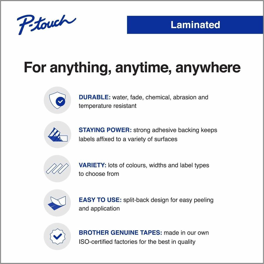 P-touch TZe Flat Surface Laminated Tape