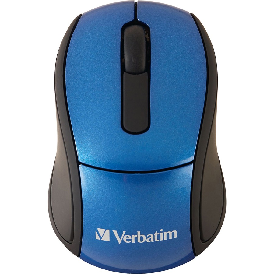 Verbatim Wireless Mini Travel Optical Mouse - Blue - Optical - Wireless - Radio Frequency - Blue - 1 Pack - USB 2.0 - 1600 dpi - Scroll Wheel - 3 Button(s) = VER97471