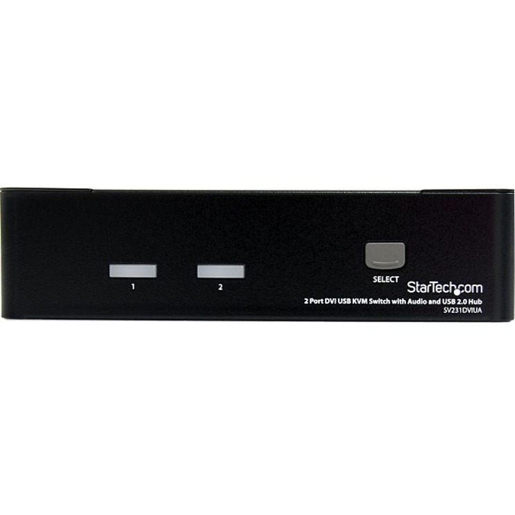 StarTech.com 2 Port DVI + USB KVM Switch with Audio - KVM switch - USB 2.0 Hub - 2 ports - 1 local user - 1U