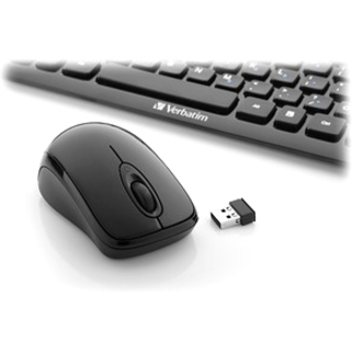 Verbatim Wireless Mini Slim Keyboard and Optical Mouse - Black