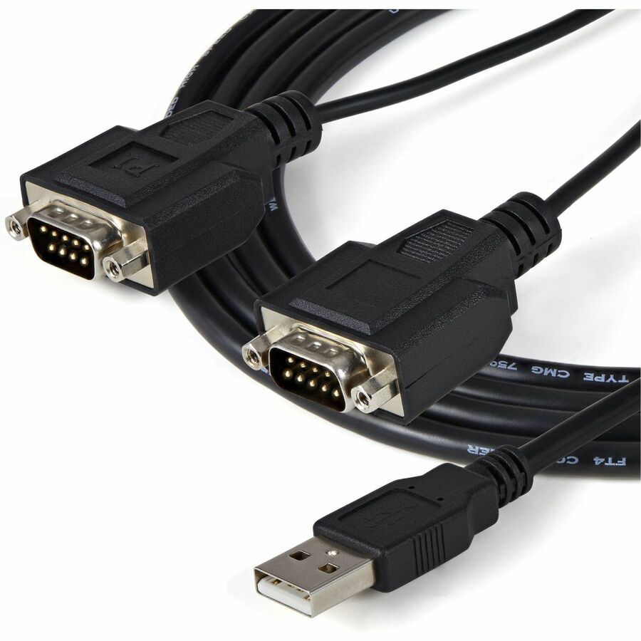 StarTech 6ft (1.8m) 2-Port FTDI USB to Serial RS232 Adapter Cable with COM Retention, USB to RS232 Adapter - TAA