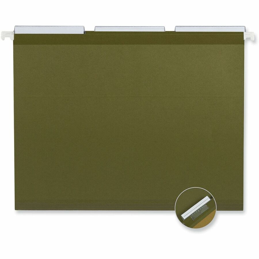 Universal 1/3 Tab Cut Letter Hanging Folder - 8 1/2" x 11" - Assorted Tab Position - 11 pt. - Stock - Standard Green - 25 Box