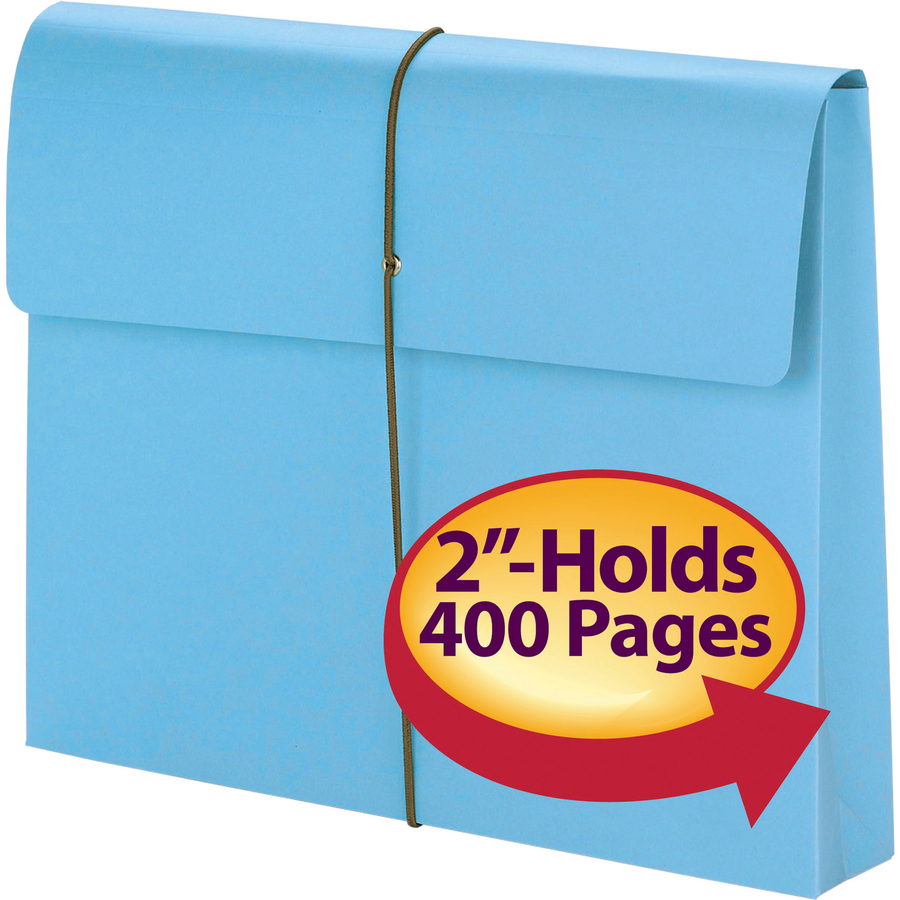 Smead Letter Recycled File Wallet - 8 1/2" x 11" - 2" Expansion - 1 Pocket(s) - Blue - 10% Recycled - 10 / Box - Wallets - SMD77203