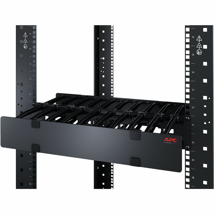 APC NetShelter Cable Management, Horizontal Cable Manager, 2U, Single Side with Cover, Black, 482.6 x 88.9 x 165.1 mm