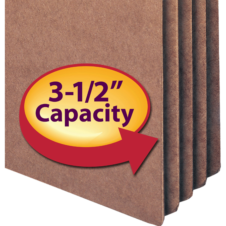 Smead Straight Tab Cut Legal Recycled File Pocket - 9 1/2" x 14 5/8" - 3 1/2" Expansion - Redrope, Paper - 100% Recycled - Expanding Pockets - SMD74205