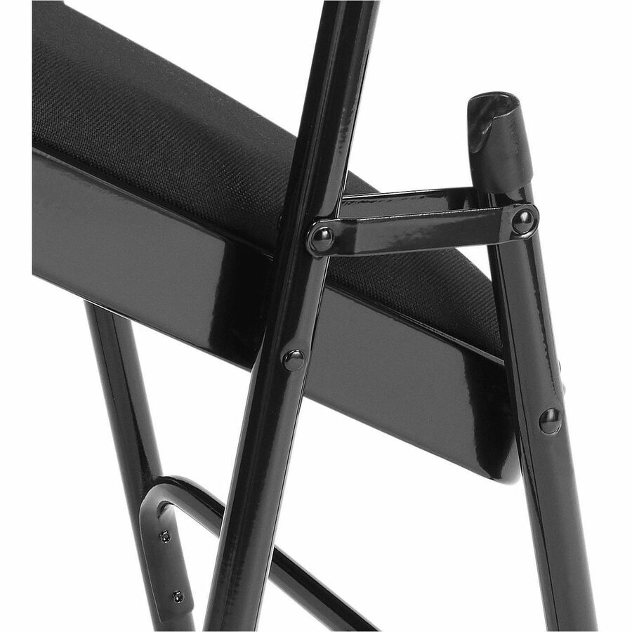 National Public Seating 2200 Series Folding Chair - Black Seat Color - Fabric, High Density Foam (HDF) Seat Material - Black Back Color - High Density Foam (HDF) Back Material - Black Frame Color - Tubular Steel, Metal Frame Material - Midnight Black - Fa