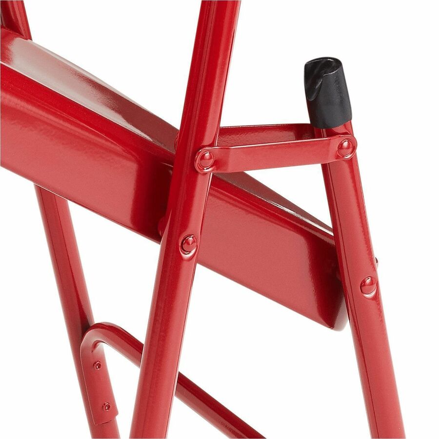 National Public Seating 200 Series All-Steel Folding Chair - Tubular Steel Frame Material - Red - Steel, Polypropylene - 4 / Carton
