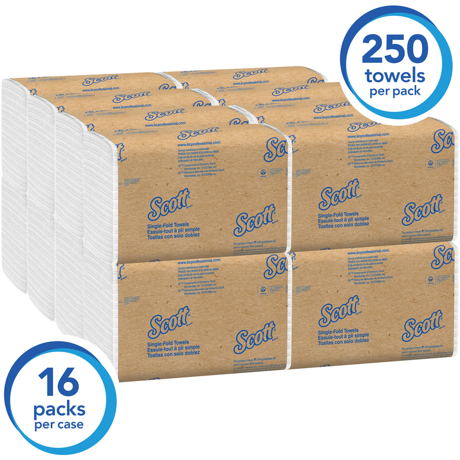 Scott Single-Fold Towels - Single Fold - 9.30" x 10.50" - White - 4000 / Carton