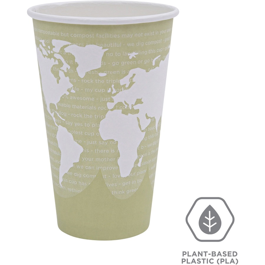 Eco-Products 16 oz World Art Hot Beverage Cups - 50 / Pack - 20 / Carton - Multi - Paper, Resin - Hot Drink