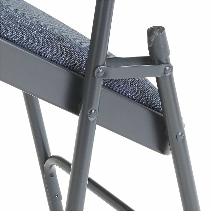 National Public Seating 2200 Series Folding Chair - Imperial Blue Seat Color - Fabric, High Density Foam (HDF) Seat Material - Imperial Blue Back Color - High Density Foam (HDF) Back Material - Char Blue Frame Color - Tubular Steel, Metal Frame Material -