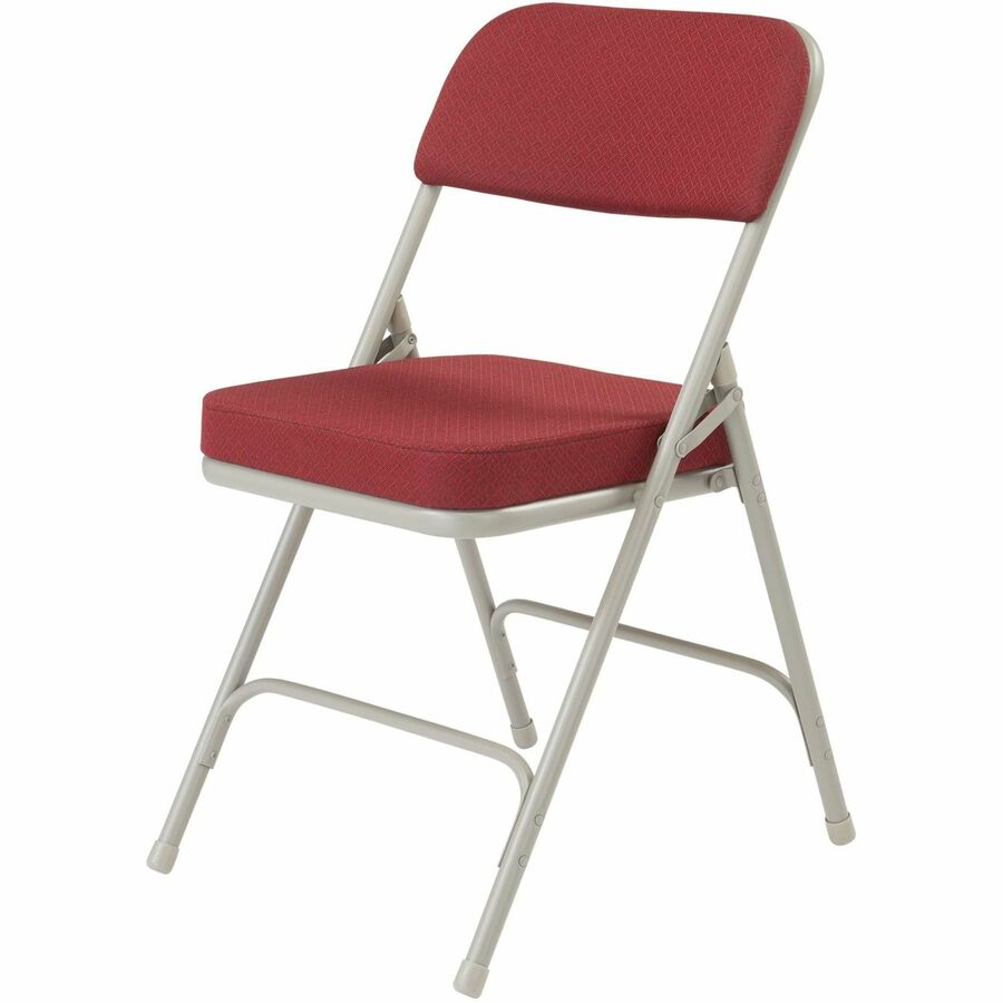 National Public Seating 3200 Series Folding Chairs - New Burgundy Seat Color - Fabric, Foam Seat Material - New Burgundy Back Color - Fabric, Foam Back Material - Gray Frame Color - Tubular Steel Frame Material - New Burgundy - Fabric, Vinyl, Polypropylen
