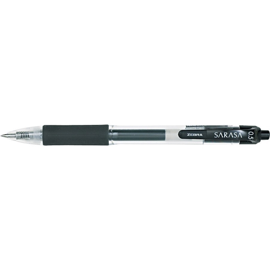 Zebra Pen Sarasa Gel Retractable Pens - Fine Pen Point - 0.5 mm Pen Point Size - Retractable - Black Pigment-based Ink - Translucent Barrel - Gel Ink Pens - ZEB46710