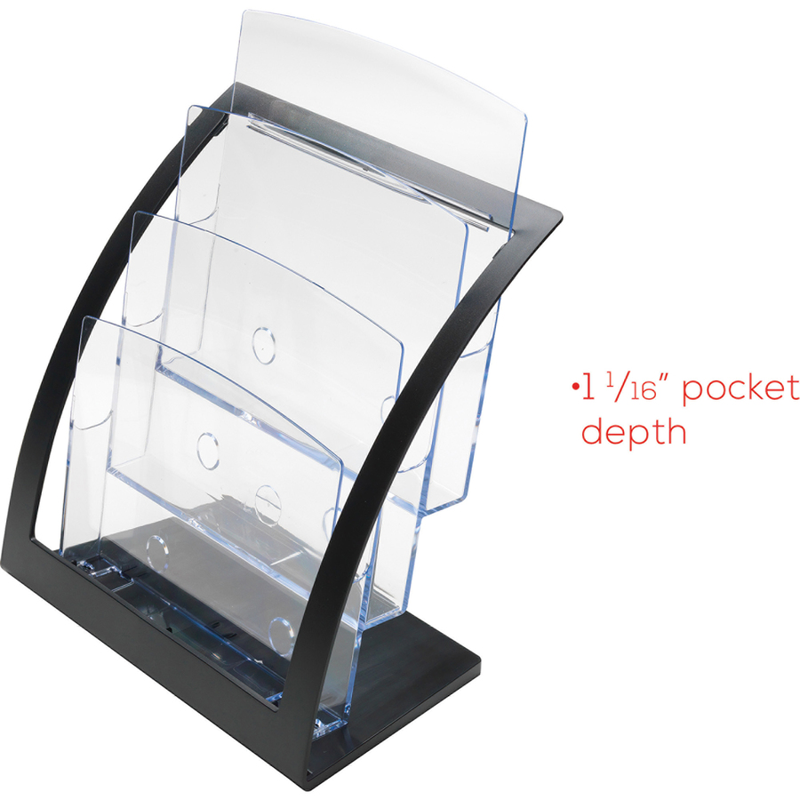 Deflecto Contemporary Literature Holder - 3 Compartment(s) - 3 Tier(s) - 13.3" Height x 11.2" Width x 6.9" Depth - Desktop, Counter - Durable, Business Card Holder - Plastic - 1 Each = DEF693704