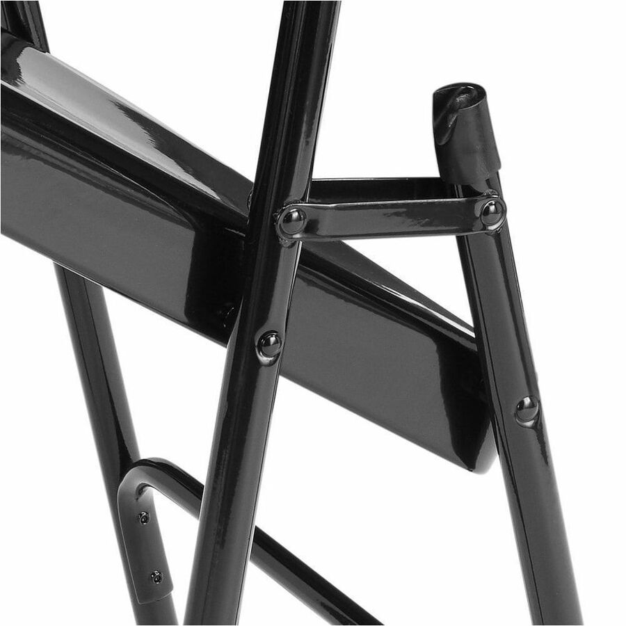 National Public Seating 300 Series All-Steel Folding Chair - Powder Coated Frame Color - Tubular Steel Frame Material - Four-legged Base - Black - Steel, Polypropylene - 4 / Carton