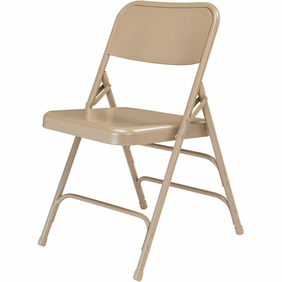 National Public Seating 300 Series All-Steel Folding Chair - Powder Coated Frame Color - Tubular Steel Frame Material - Four-legged Base - Beige - Steel, Polypropylene - 4 / Carton