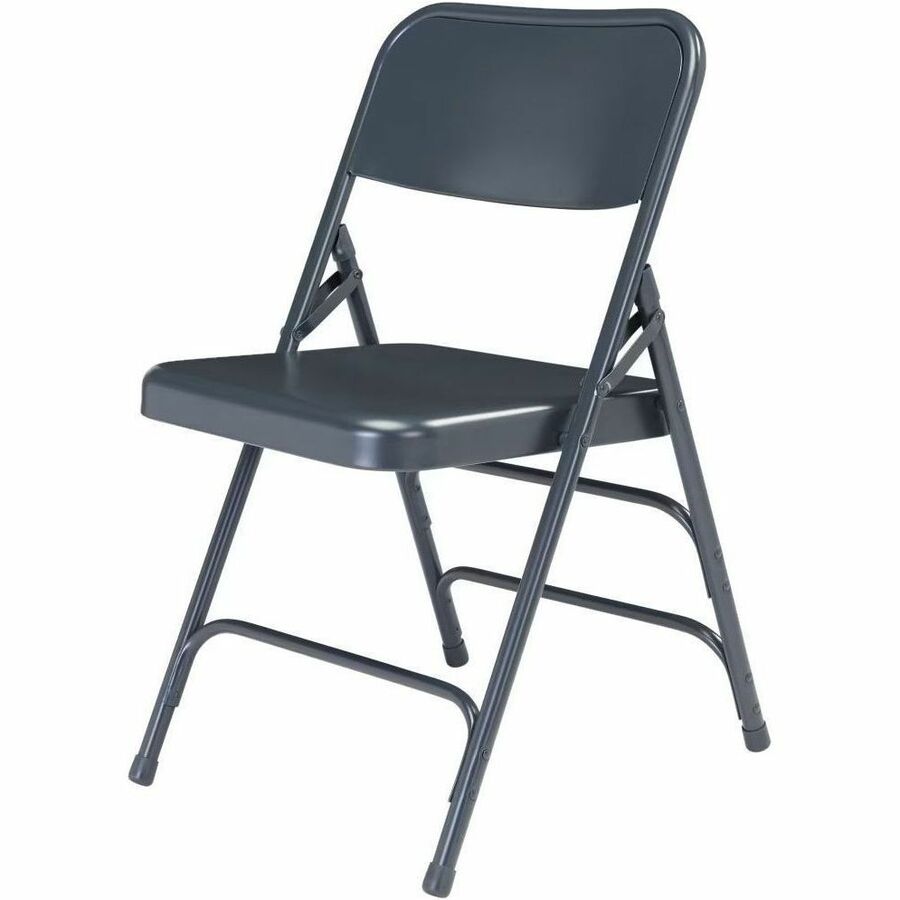 National Public Seating 300 Series All-Steel Folding Chair - Powder Coated Frame Color - Tubular Steel Frame Material - Four-legged Base - Blue - Steel, Polypropylene - 4 / Carton