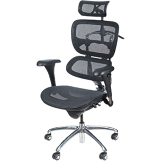 MooreCo Butterfly Chair - Black Mesh Seat - Black Mesh Back - Chrome Frame - High Back - 5-star Base - Armrest - 1 Each