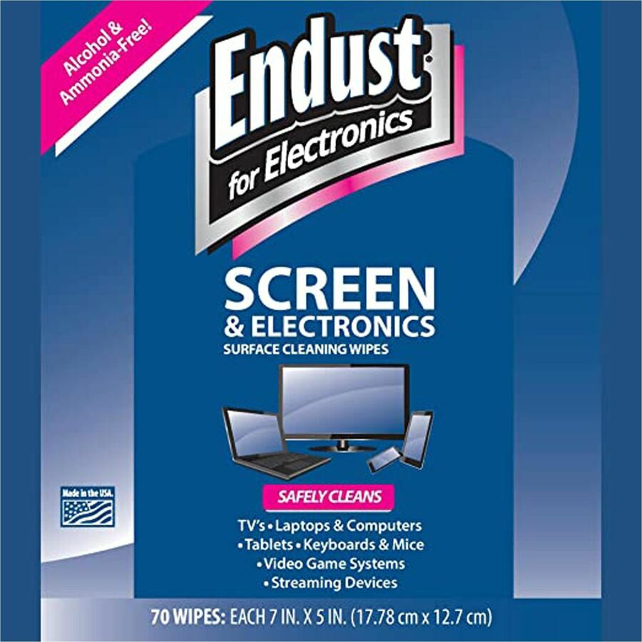 Endust LCD & Plasma Pop-Up Wipes 70ct. - For Touchscreen Device, Display Screen, Smartphone - Soft, Non-abrasive, Alcohol-free, Ammonia-free - 70 / Tub - 6 Pack - White