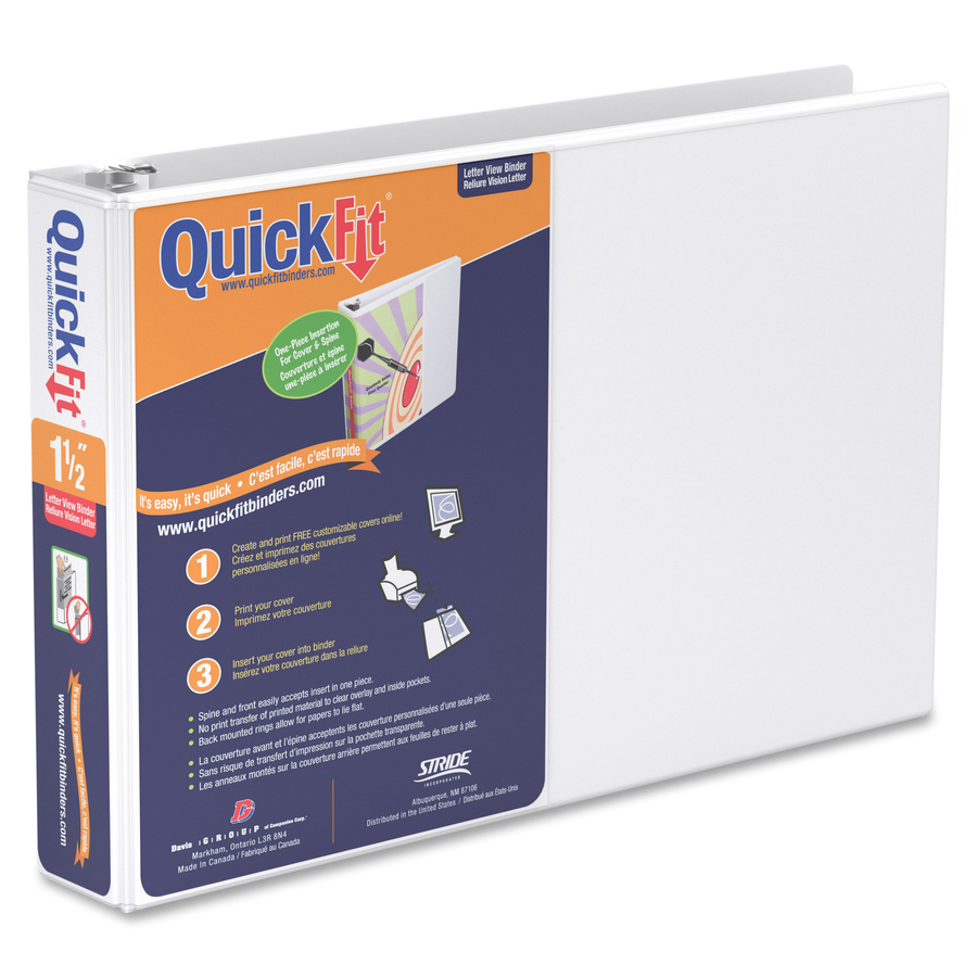 QuickFit QuickFit Round Ring Deluxe Letter Spreadsheet Binder - 1 1/2" Binder Capacity - Letter - 8 1/2" x 11" Sheet Size - 275 Sheet Capacity - Round Ring Fastener(s) - 2 Front & Back Pocket(s) - White - Recycled - Heavy Duty, Antimicrobial - 1 Each - Storage Binders - RGO97120