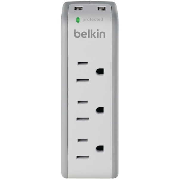 BELKIN 3-Outlet 918-Joules Mini Surge Protector - 2 USB Charging Ports