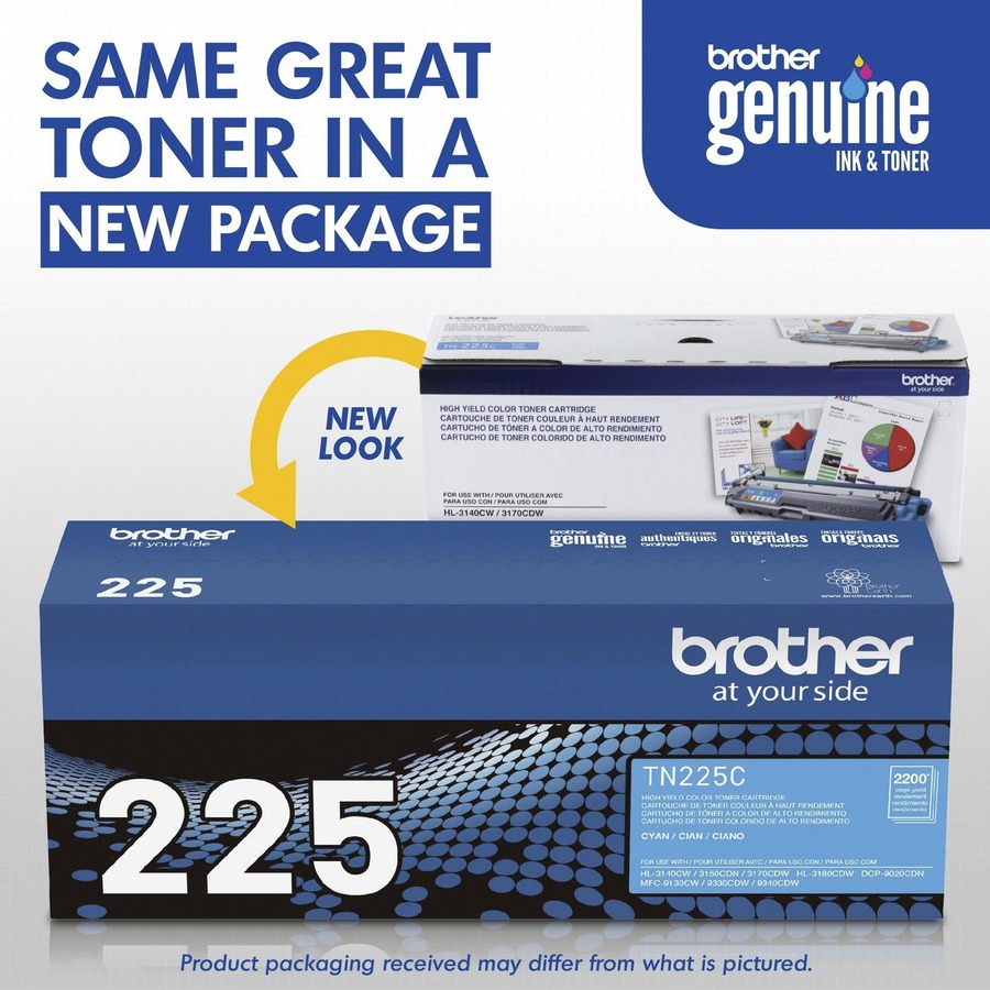 Brother Genuine TN225C High Yield Cyan Toner Cartridge