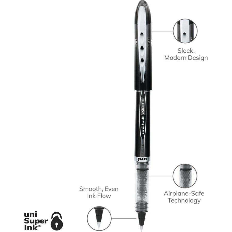 Uni-Ball Vision Rollerball Pen, .7mm, Black, Size: 0.7