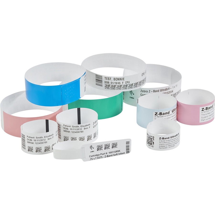 Zebra synthetic wristbands 0.75 x 11 inch direct thermal ultrasoft coated adhesive 6-pack — alternate view 2