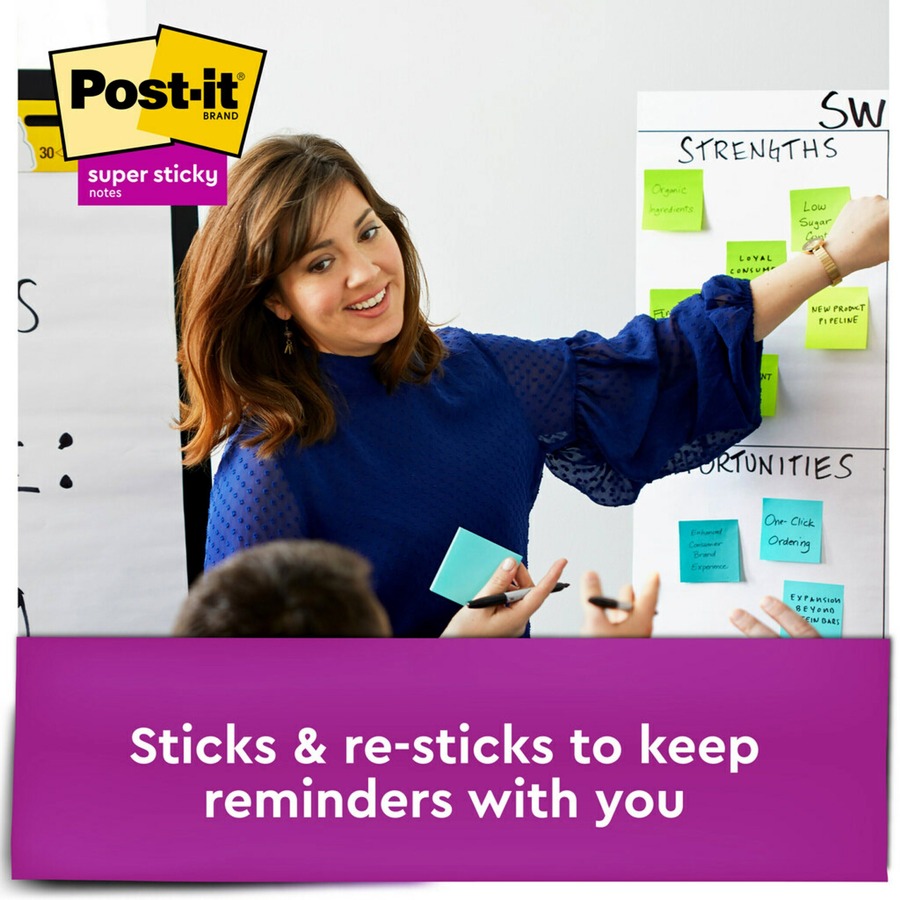 Post-it Super Sticky Notes, 4x6 in, 5 Pads/Pack, 90 Sheets/Pad,  Exclusive Bright Color Collection, Aqua Splash, Acid Lime, Sunnyside, Guava