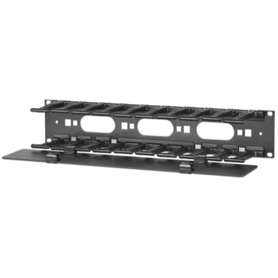 APC NetShelter Cable Management, Horizontal Cable Manager, 2U, Single Side with Cover, Black, 483 x 88 x 110 mm