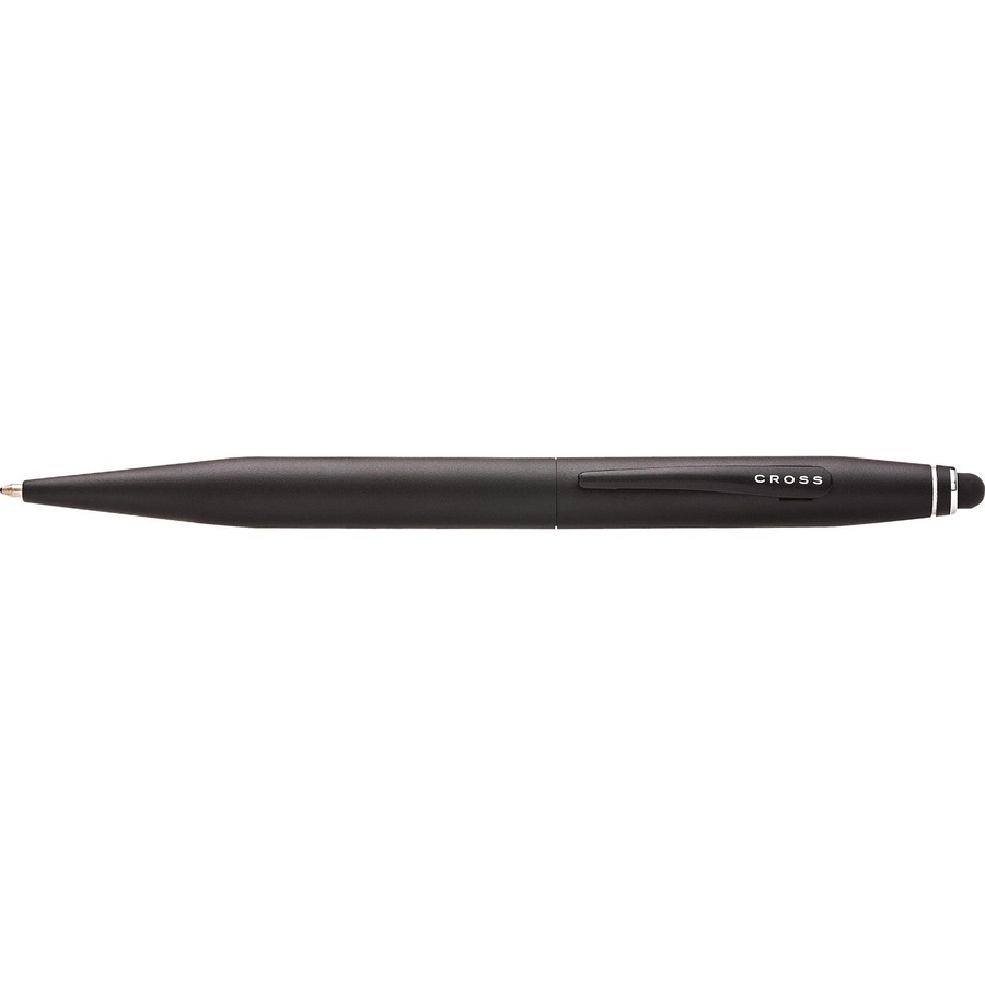 Cross Tech2 Satin Black Dual Function Ballpoint Pen and Stylus - Medium Pen Point - 0.7 mm Pen Point Size - Conical Pen Point Style - Refillable - Retractable - Black - Satin Black Barrel - Carbide Tip - 1 Each - Ballpoint Stick Pens - CROAT06521