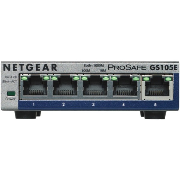 NETGEAR (GS105E-200NAS) ProSafe Plus Switch, 5-Ports