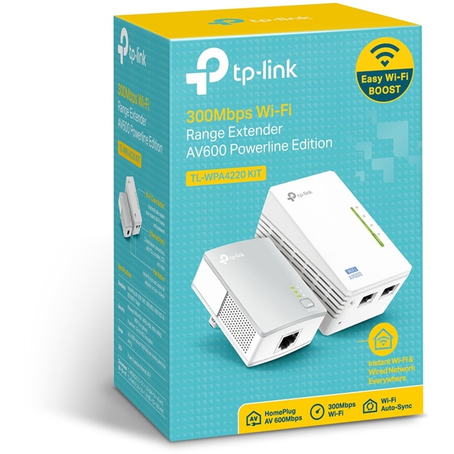 TP-LINK TL-WPA4220KIT ADVANCED 300Mbps Universal Wi-Fi Range Extender, Repeater, AV500 Powerline Edition, Wi-Fi Clone Button, 2 LAN Ports