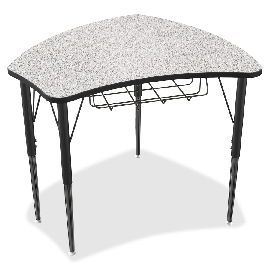 MooreCo Economy Shapes Desk - Curved Top - Four Leg Base - 4 Legs - 22" to 29" Adjustment x 28.75" Table Top Width x 27.25" Table Top Depth - Assembly Required - Steel, Rubber - 1 Each