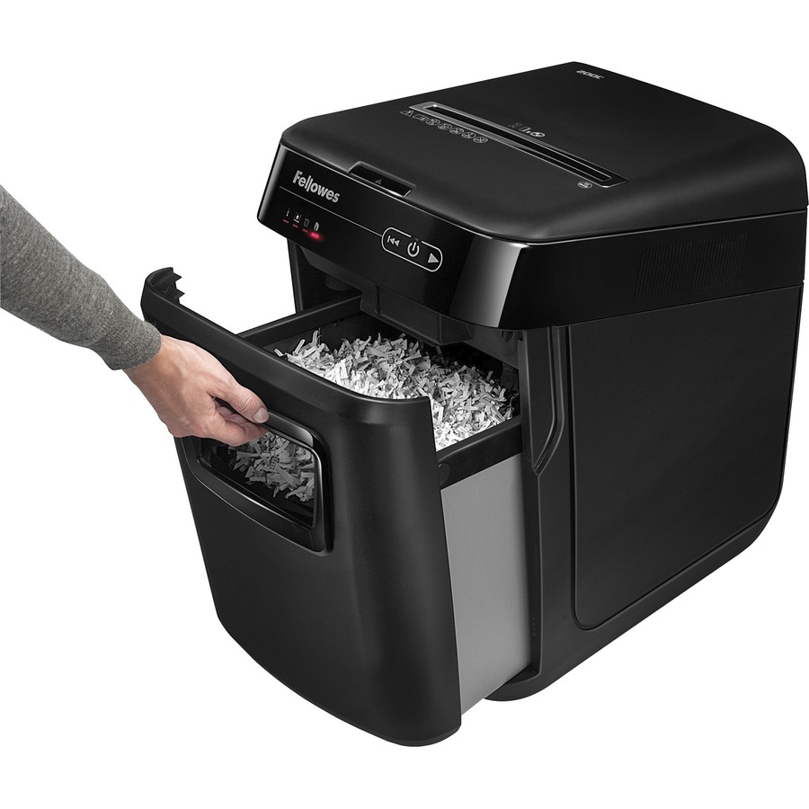 Fellowes AutoMax™ 200C Auto Feed Shredder - Non-continuous Shredder - Cross Cut - 10 Per Pass - for shredding Staples, Paper Clip, Credit Card, CD, DVD, Junk Mail, Paper - 0.156" x 1.500" Shred Size - P-4 - 11 ft/min - 9" Throat - 12 Minute Run Time