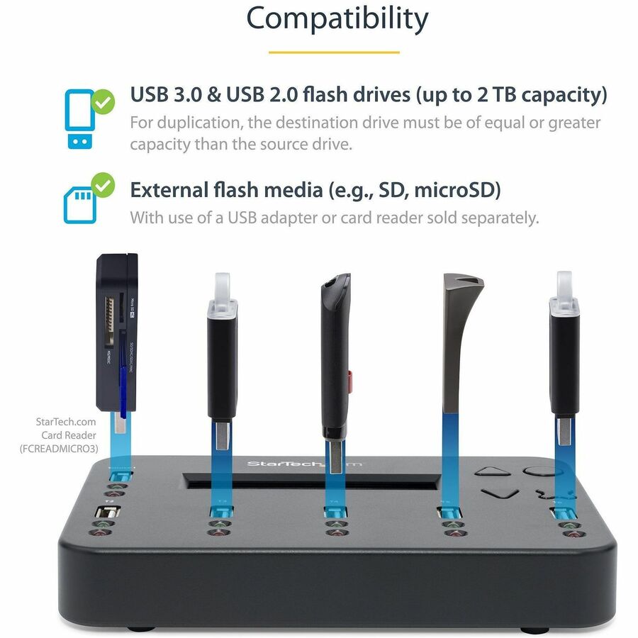 StarTech.com Standalone 1 to 5 USB Thumb Drive Duplicator/Eraser, Multiple USB Flash Drive Copier/Cloner, Sector-by-Sector Copy, Sanitizer