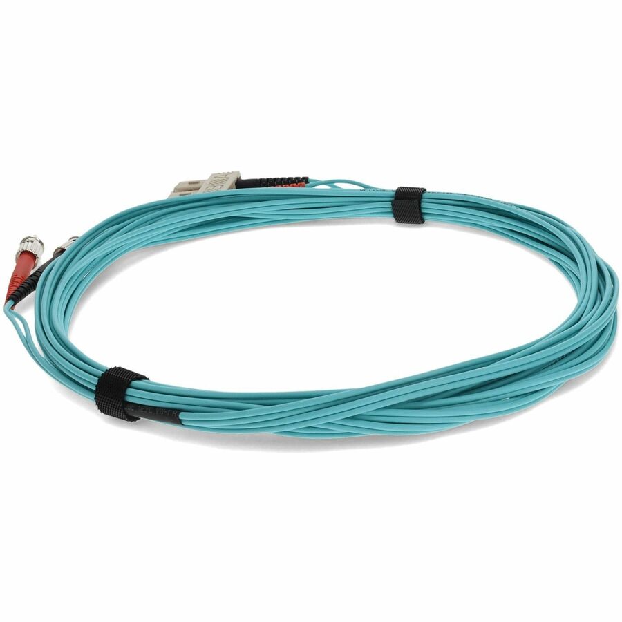 AddOn 3m ST to SC Aqua OM4 Duplex OFNR (Riser-Rated) Fiber Patch Cable