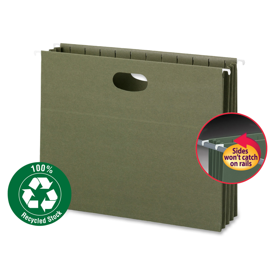 Smead Letter Recycled Hanging Folder - 8 1/2" x 11" - 3 1/2" Expansion - Standard Green - 10 / Box - Hanging Pockets - SMD64226
